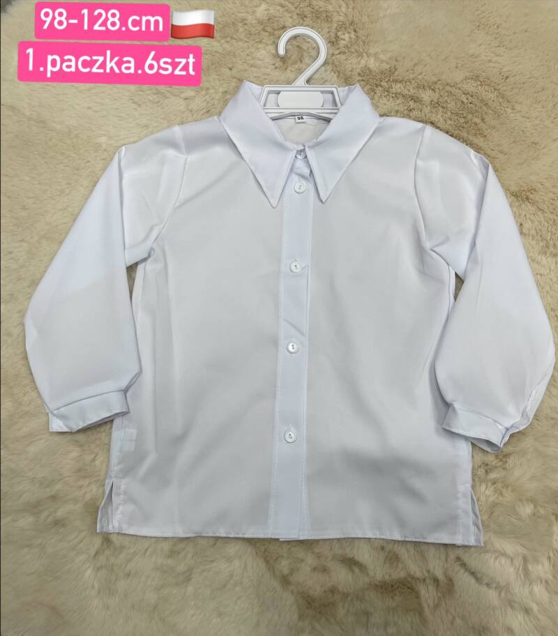Koszule dziewczęca Roz 98-128, 1 kolor Paczka 6 szt